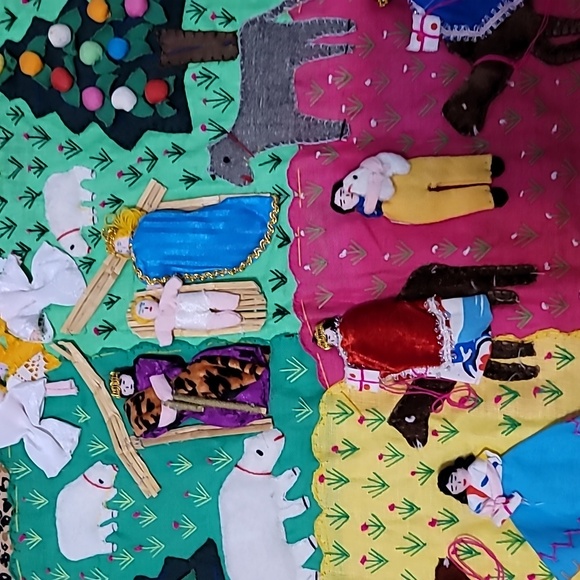 PERUVIAN NACIMIENTO Peru 3D FOLK ART TAPESTRY TEXTILE WALL HANGING ARPILLERA - Picture 6 of 8